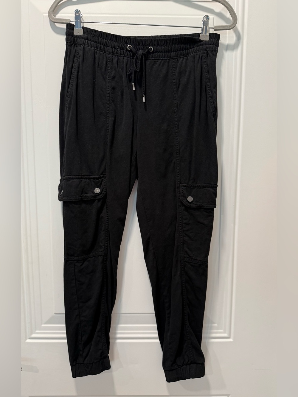 Banana Republic Black Cargo Jogger Pants - Drawstring Waist Sz XS